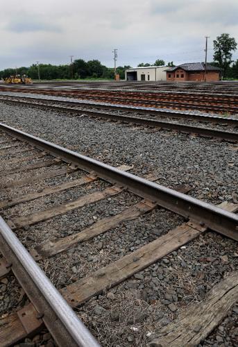 Full steam on rail yard  