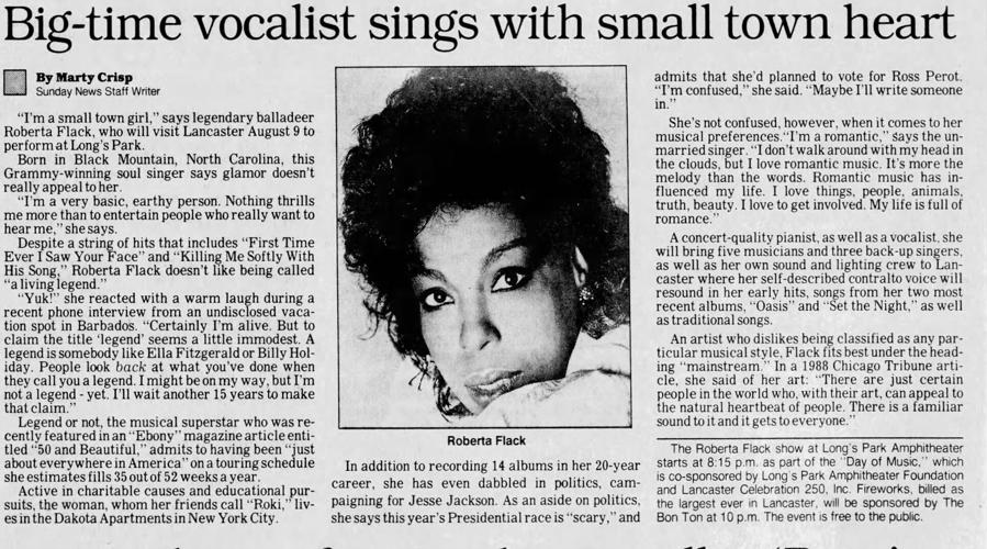 Roberta Flack Sunday news 1992